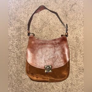 Sundance Leather And Suede Women's Shoulder Bag Made In Italy